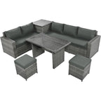 6Pcs Garden Patio Rattan Sectional Furniture Set - image 24