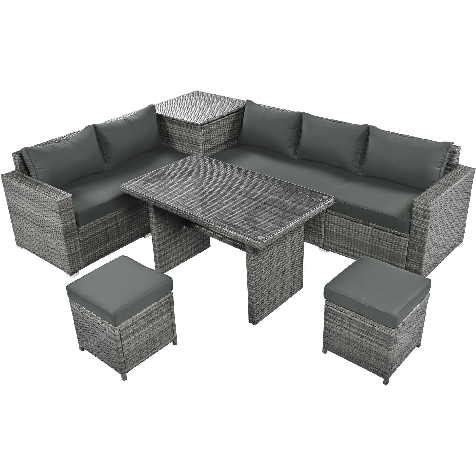 6Pcs Garden Patio Rattan Sectional Furniture Set - image 24