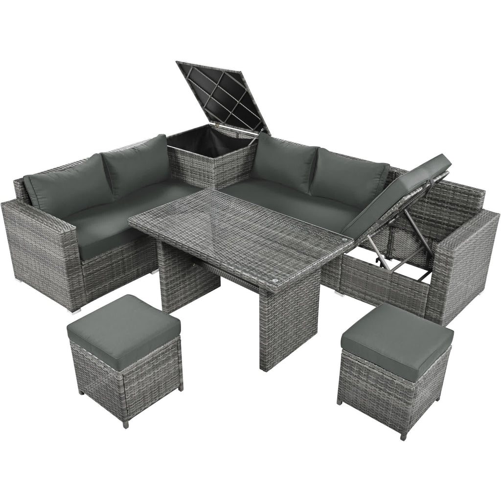 6Pcs Garden Patio Rattan Sectional Furniture Set - image 25