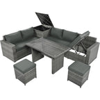 6Pcs Garden Patio Rattan Sectional Furniture Set - image 25