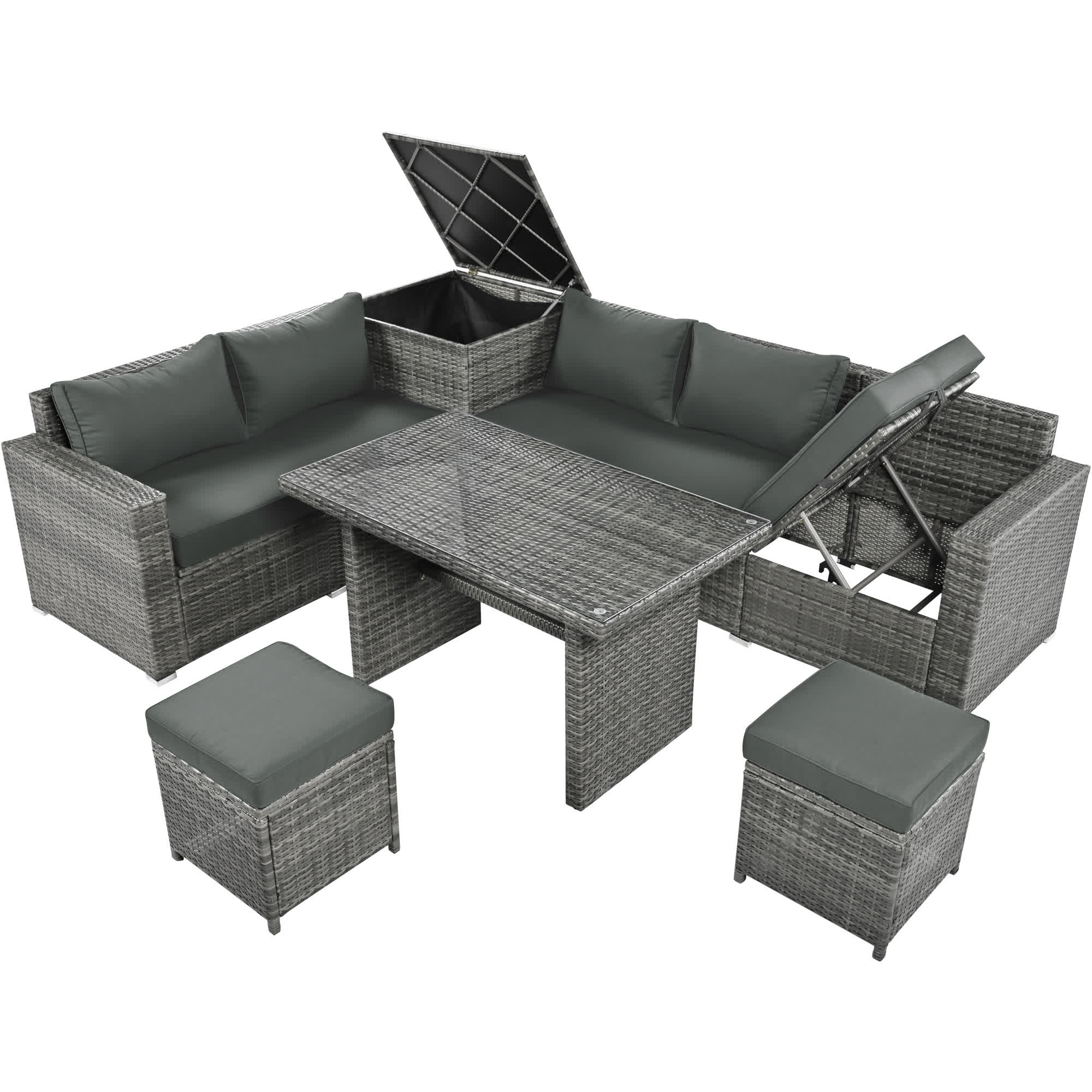 6Pcs Garden Patio Rattan Sectional Furniture Set - image 25
