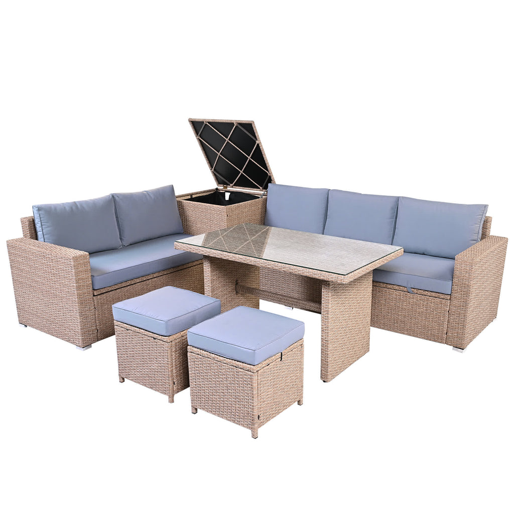 6Pcs Garden Patio Rattan Sectional Furniture Set - image 40