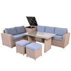 6Pcs Garden Patio Rattan Sectional Furniture Set - image 40