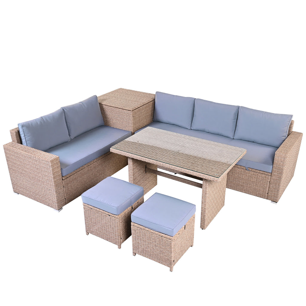 6Pcs Garden Patio Rattan Sectional Furniture Set - image 39