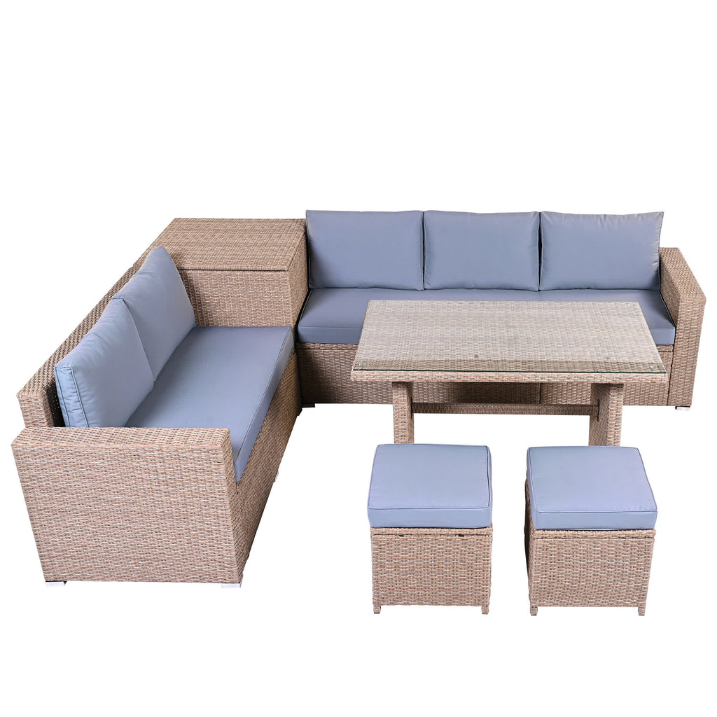 6Pcs Garden Patio Rattan Sectional Furniture Set - image 38