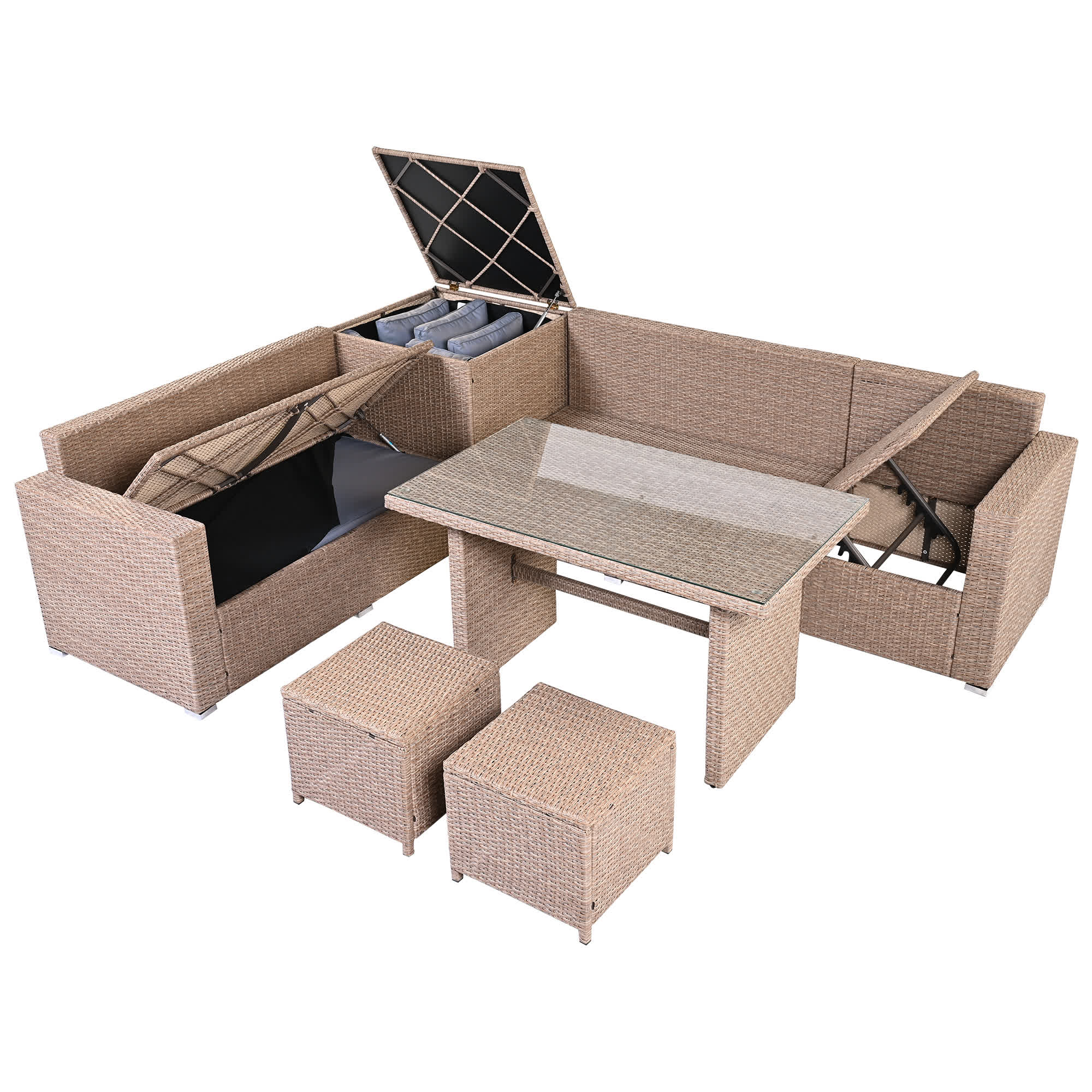 6Pcs Garden Patio Rattan Sectional Furniture Set - image 41