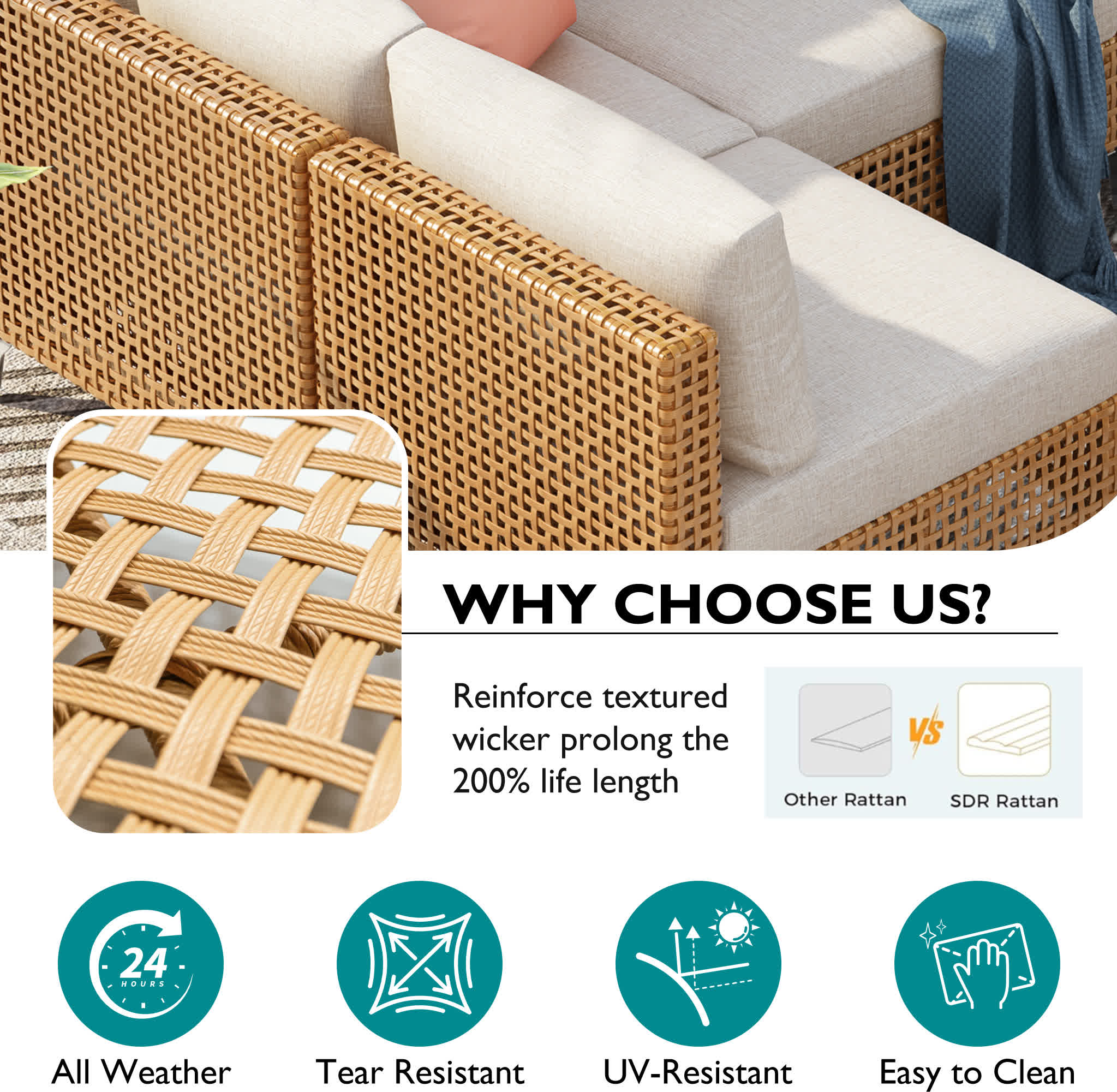 8Pcs Outdoor Patio Furniture Set - image 7