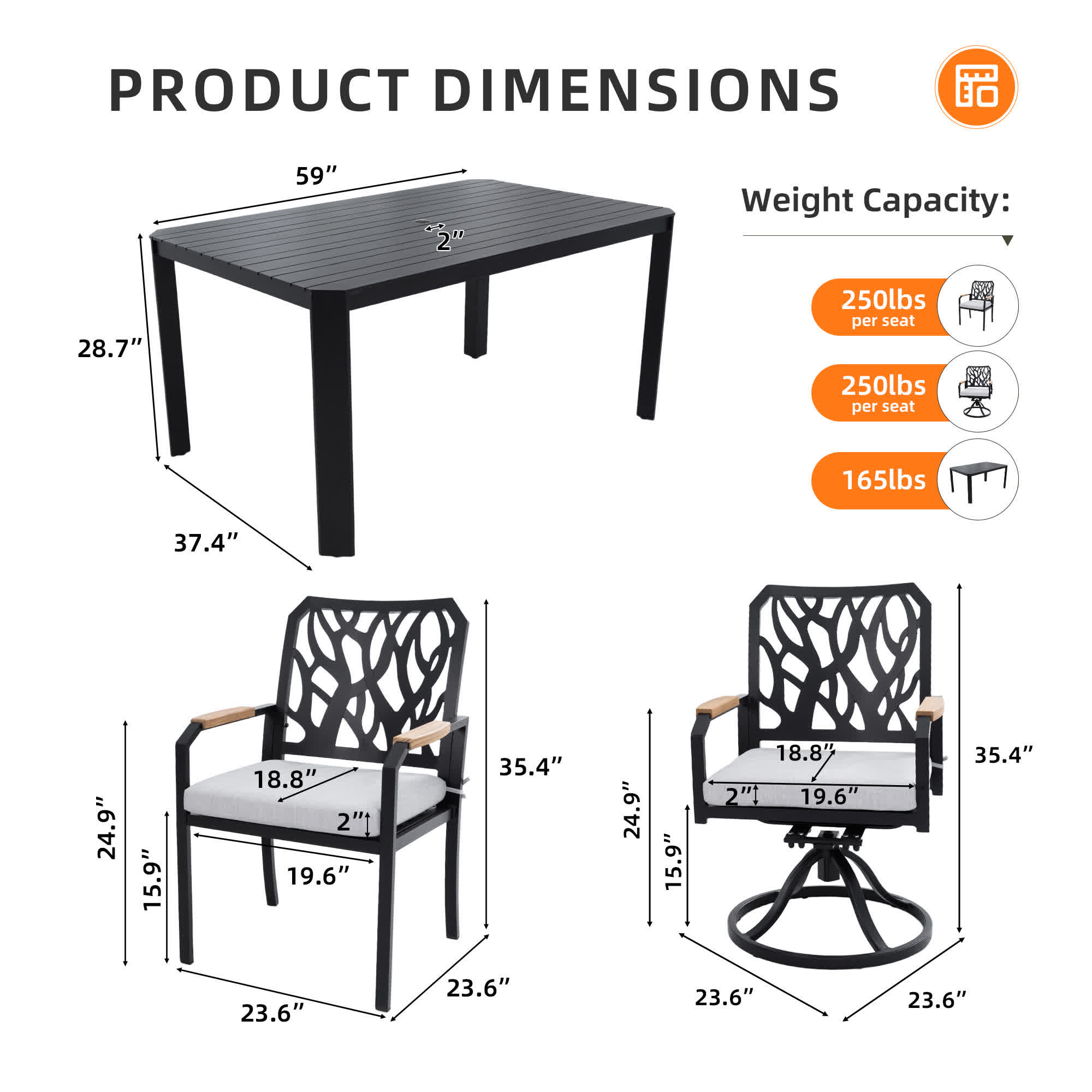7Pcs Aluminum Outdoor Table and Chair Set - image 10