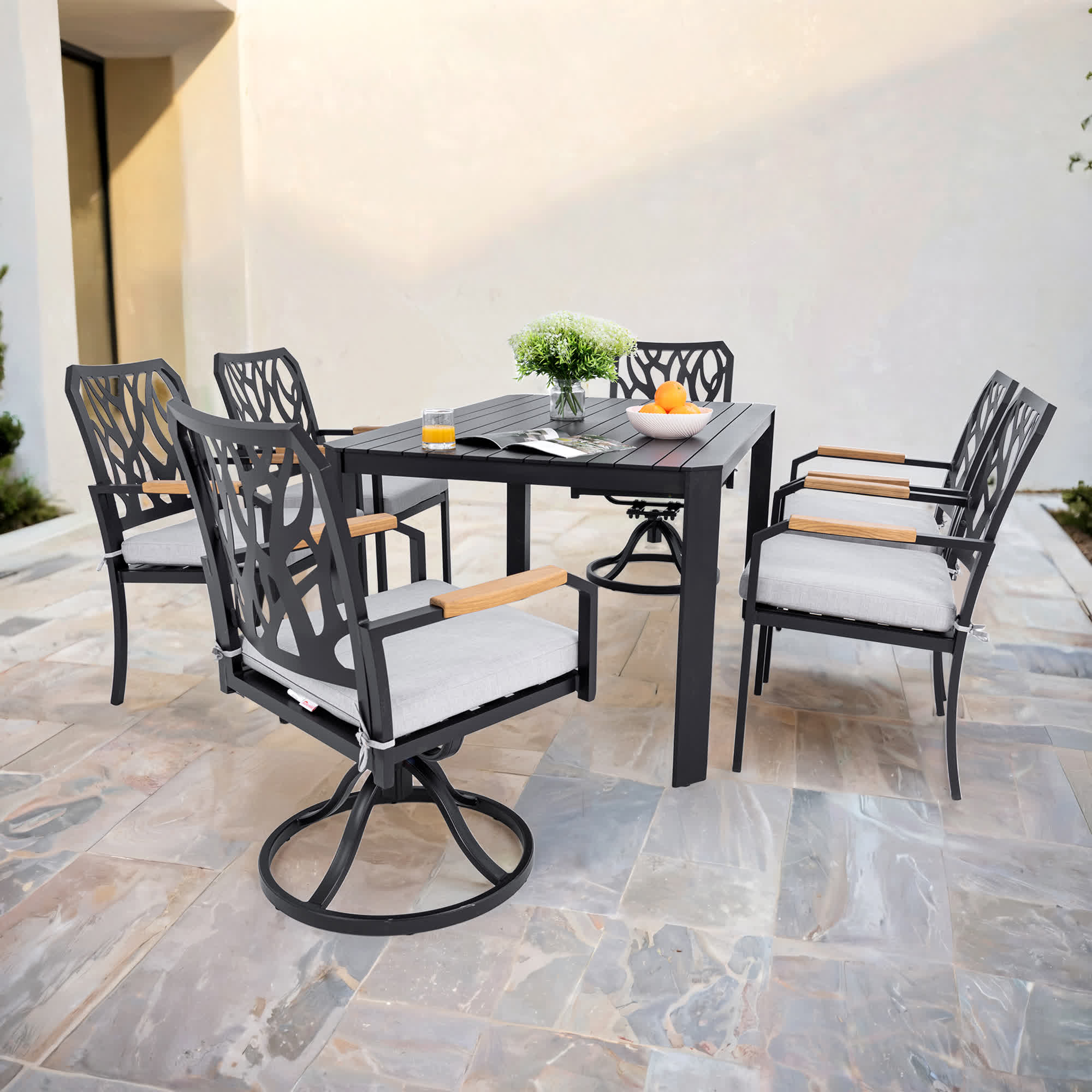 7Pcs Aluminum Outdoor Table and Chair Set - image 2