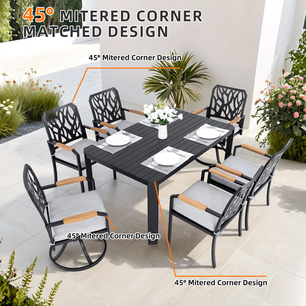 7Pcs Aluminum Outdoor Table and Chair Set - image 5