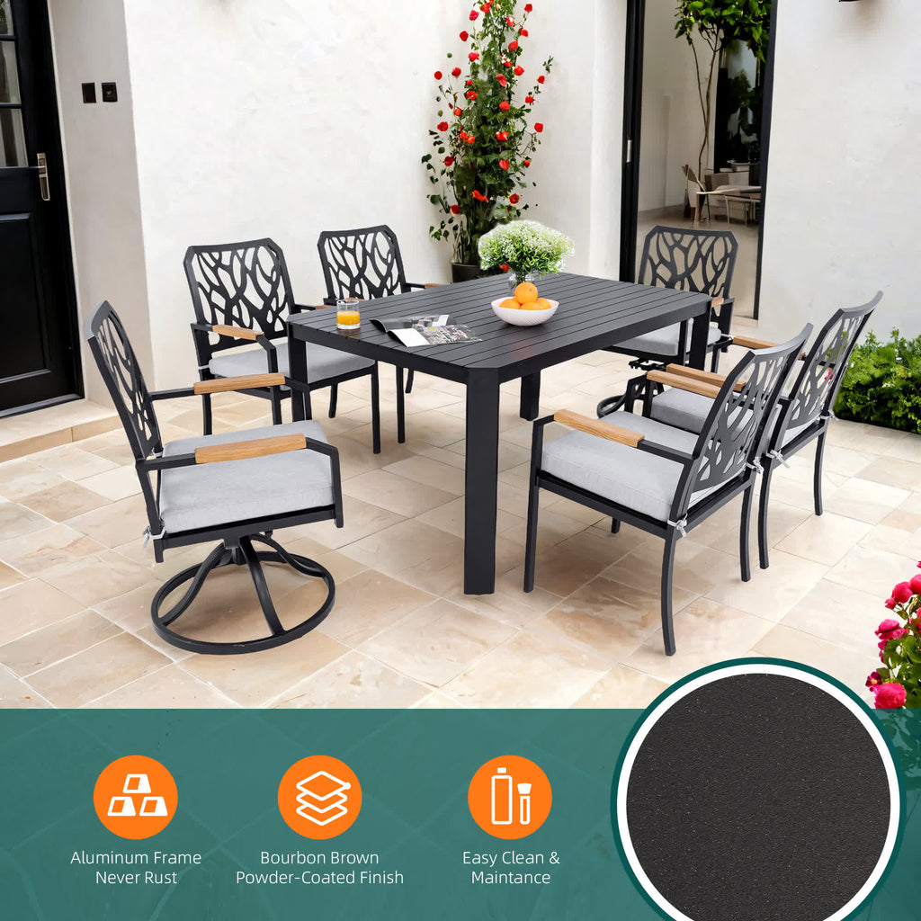 7Pcs Aluminum Outdoor Table and Chair Set - image 3