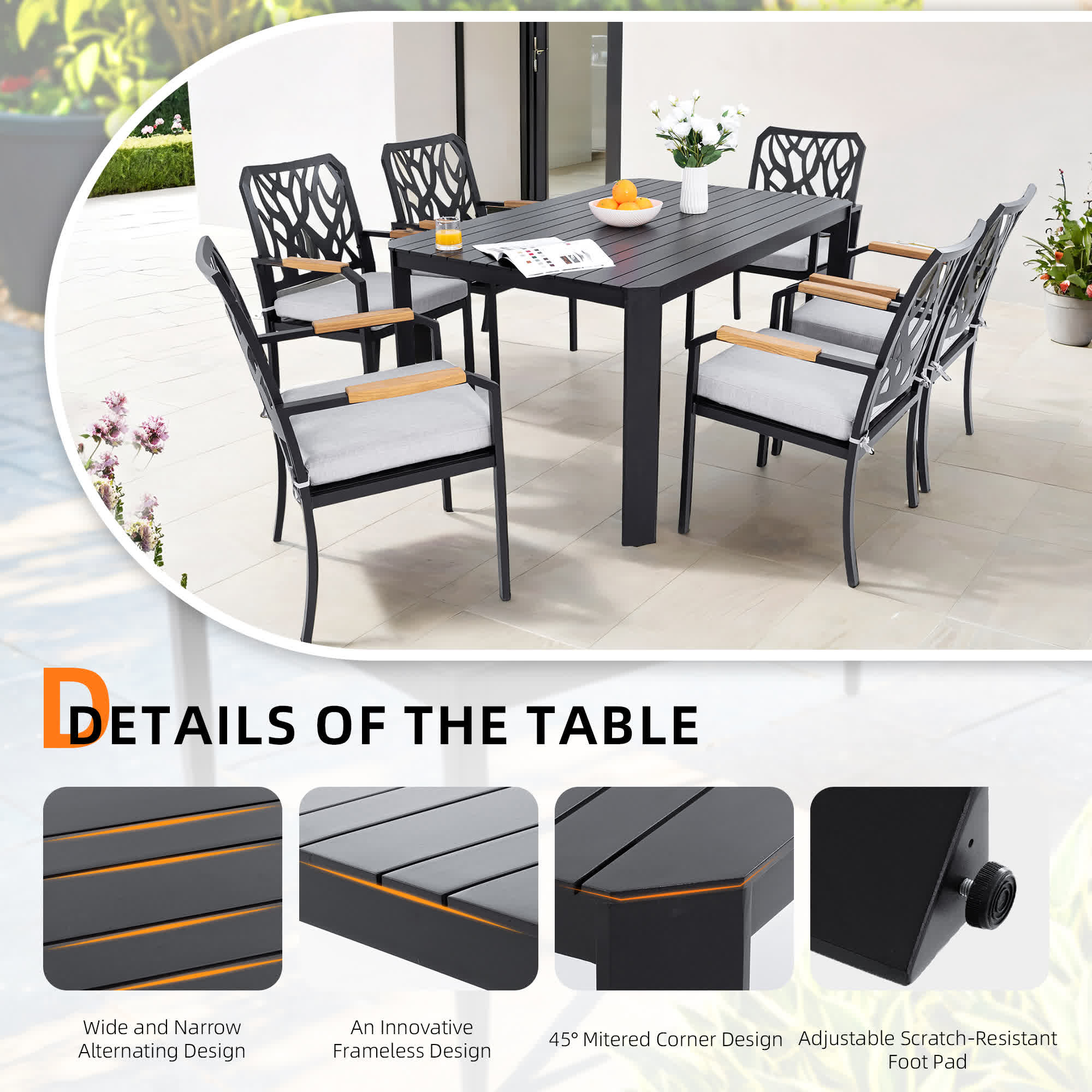 7Pcs Outdoor Patio Aluminum Furniture Set - image 5