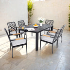7Pcs Outdoor Patio Aluminum Furniture Set - Black - 1x Dining Table+ 6x Dining Chair - image 0