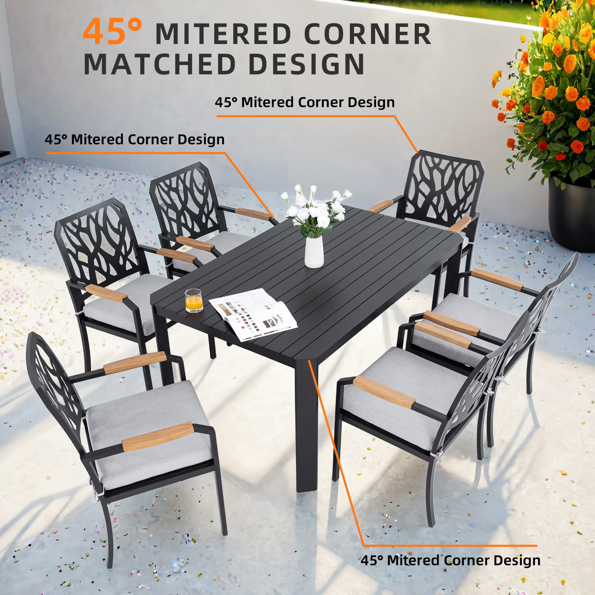 7Pcs Outdoor Patio Aluminum Furniture Set - image 2
