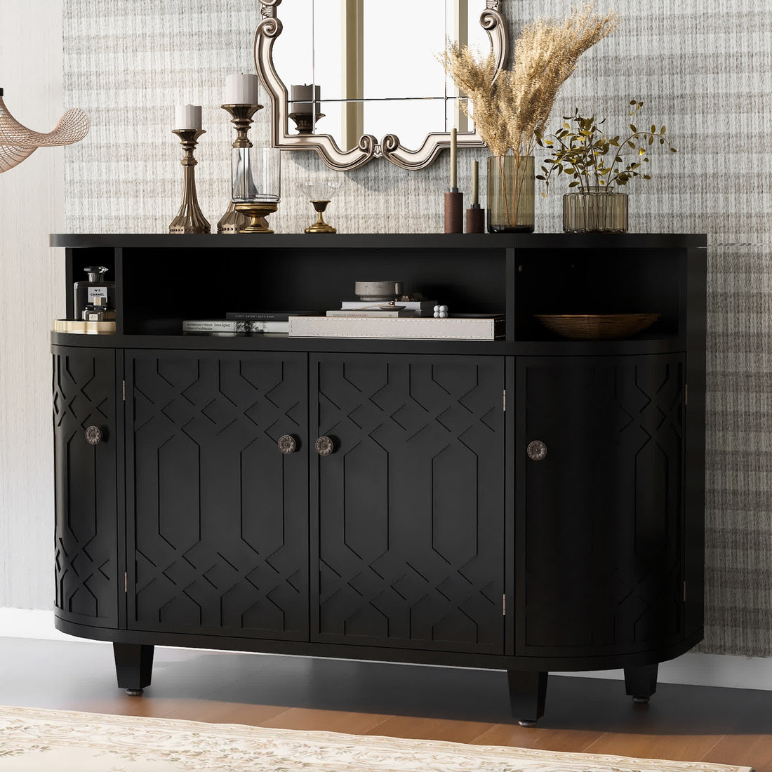 Iffhome U-Style Curved Design Buffet Sideboard