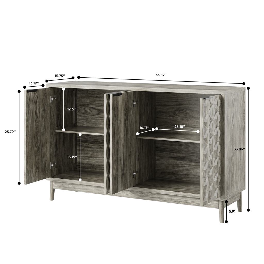 Modern Style Diamond-shaped Relief Buffet Cabinet - image 1