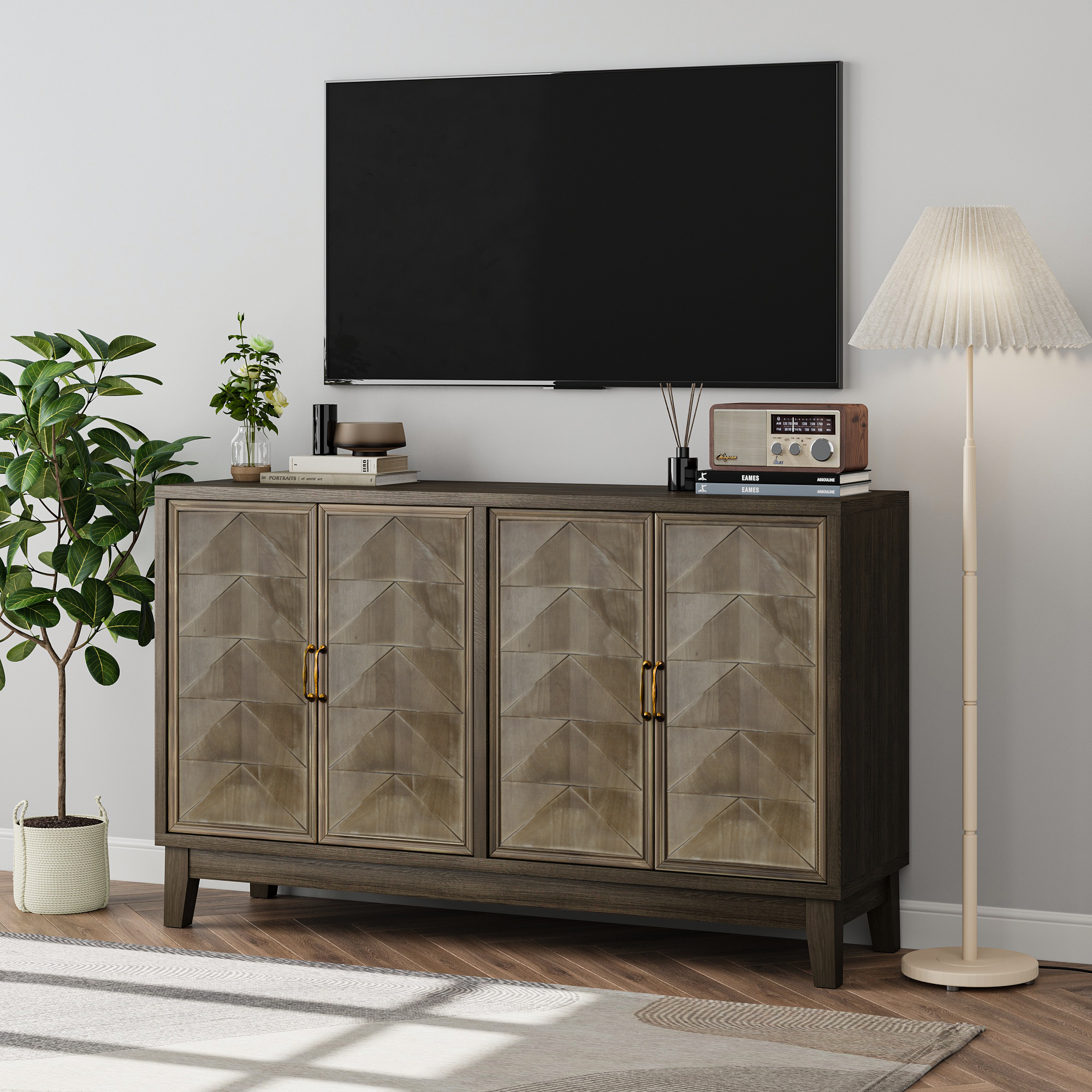 Modern Style Diamond-shaped Relief Buffet Cabinet - image 17