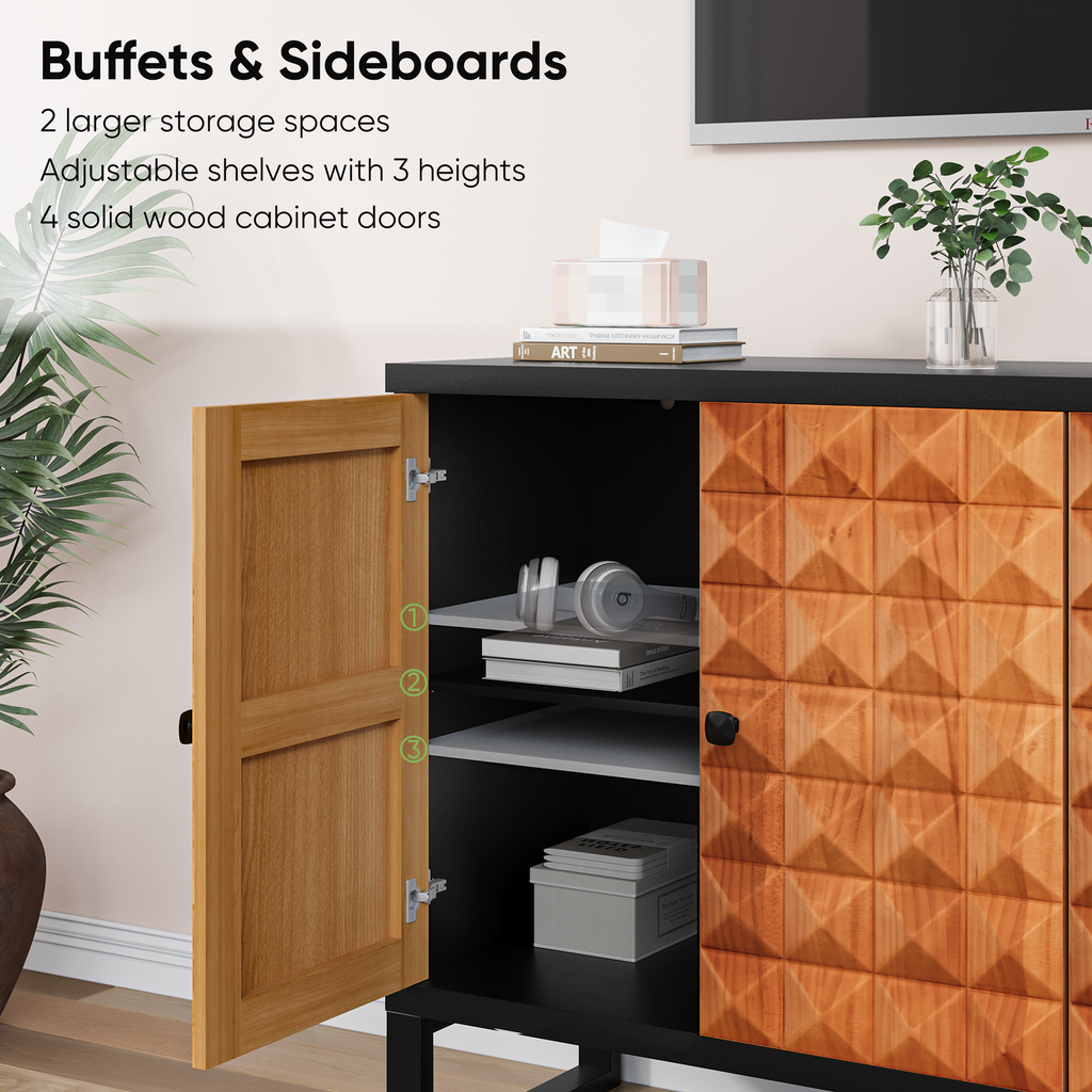 Modern Style Diamond-shaped Relief Buffet Cabinet - image 33