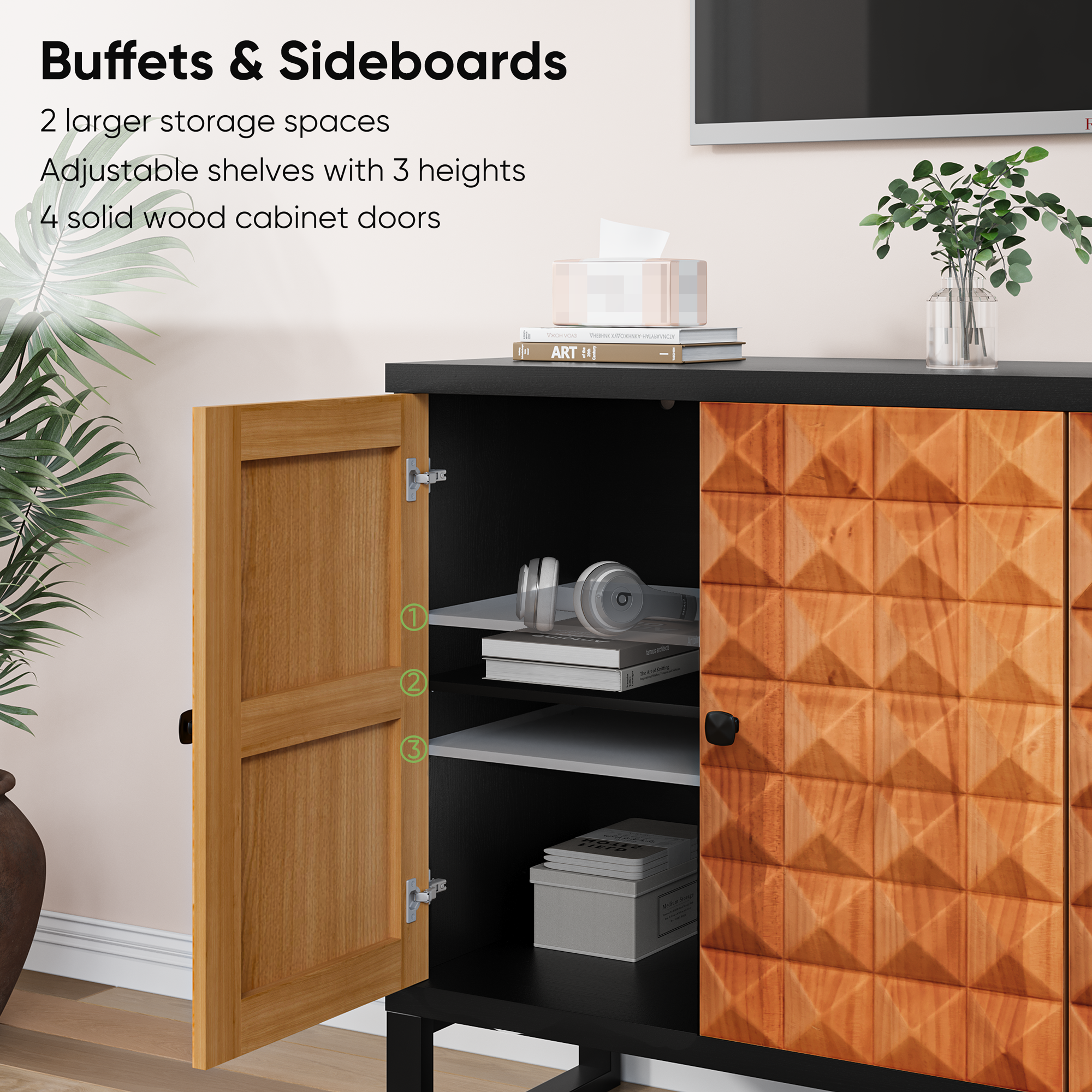 Modern Style Diamond-shaped Relief Buffet Cabinet - image 33