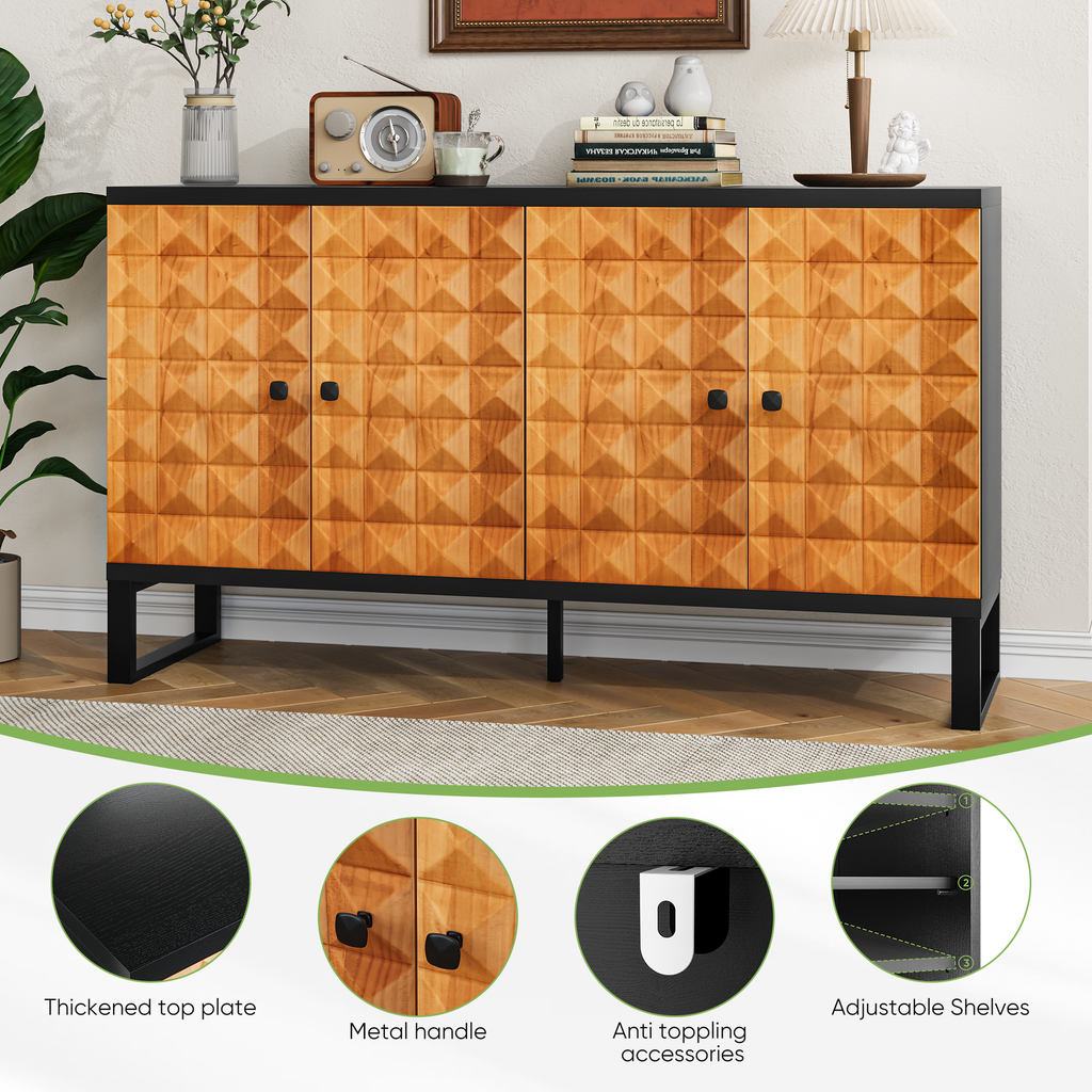 Modern Style Diamond-shaped Relief Buffet Cabinet - image 32