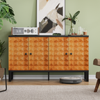 Modern Style Diamond-shaped Relief Buffet Cabinet - Orange-yellow - 55.39"L x 15.43"W x 31.39"H - image 26