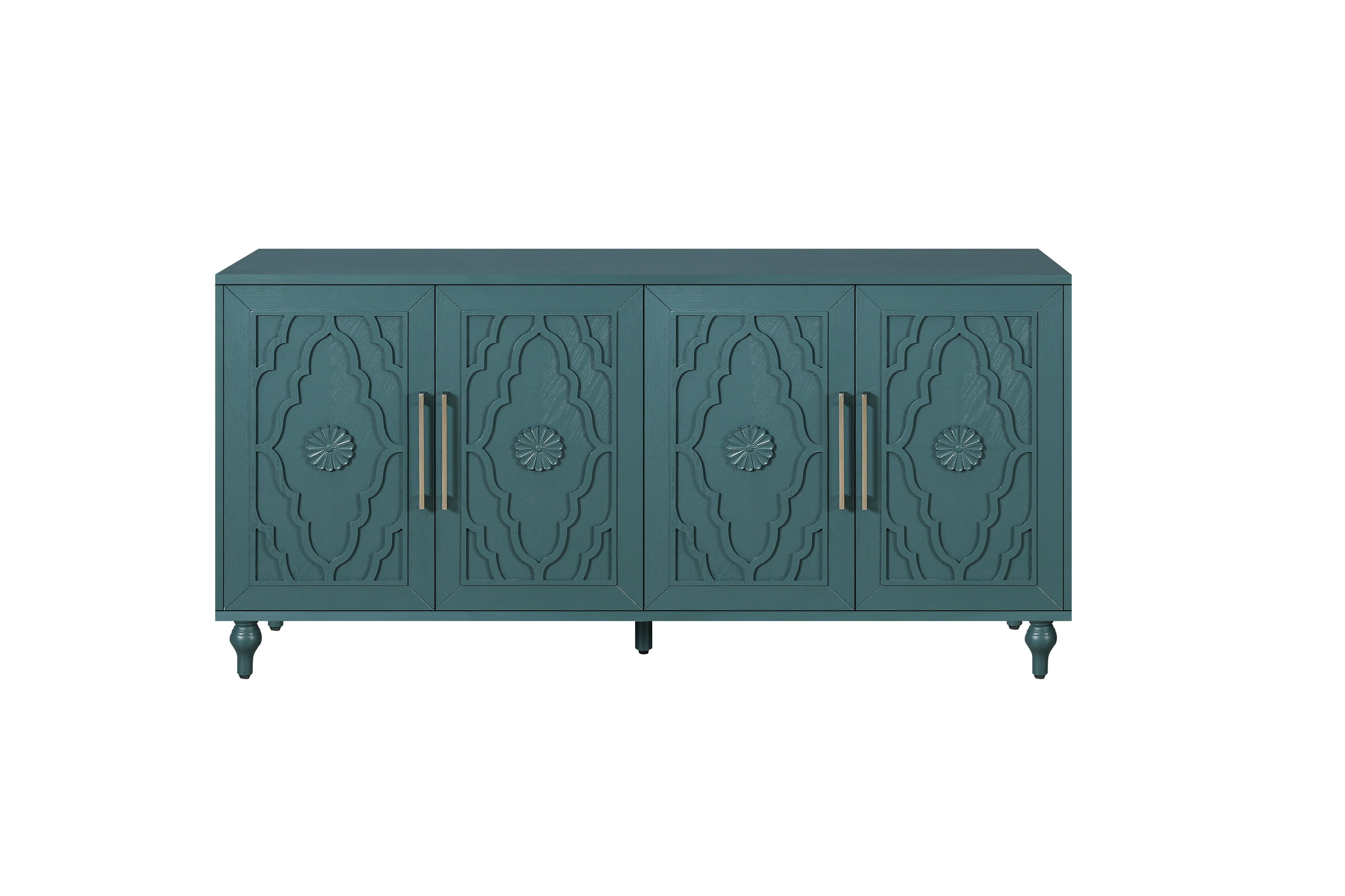 Wooden Modern Carved Flower Door Sideboard Console