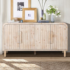 Curved Vintage Storage Sideboard - Antique White - 59.00"L x 15.55"W x 32.28"H - image 0