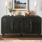 Curved Vintage Storage Sideboard - Antique Black - 59.00"L x 15.55"W x 32.28"H - image 13