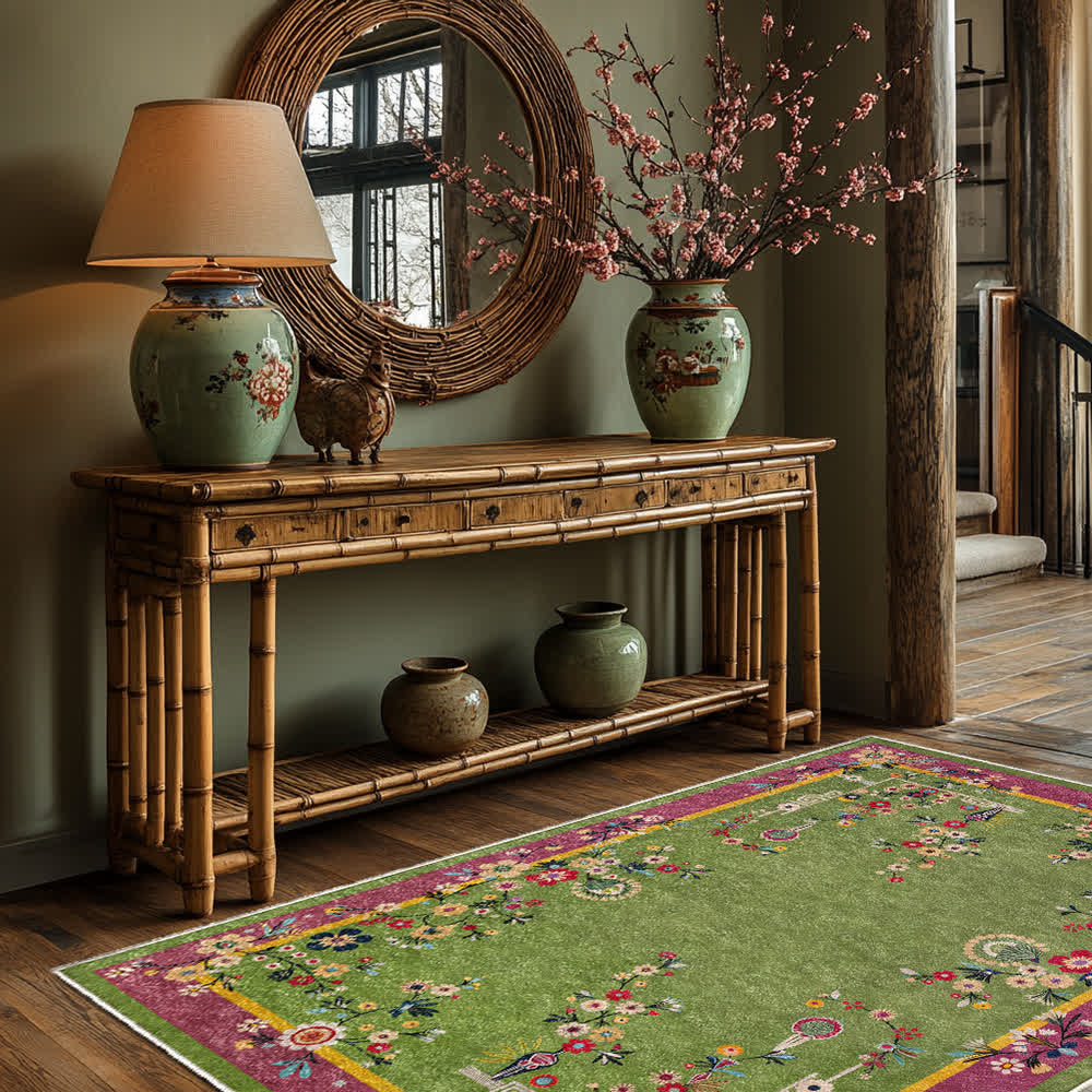 Durable Vintage Floral Anti-slip Area Rug
