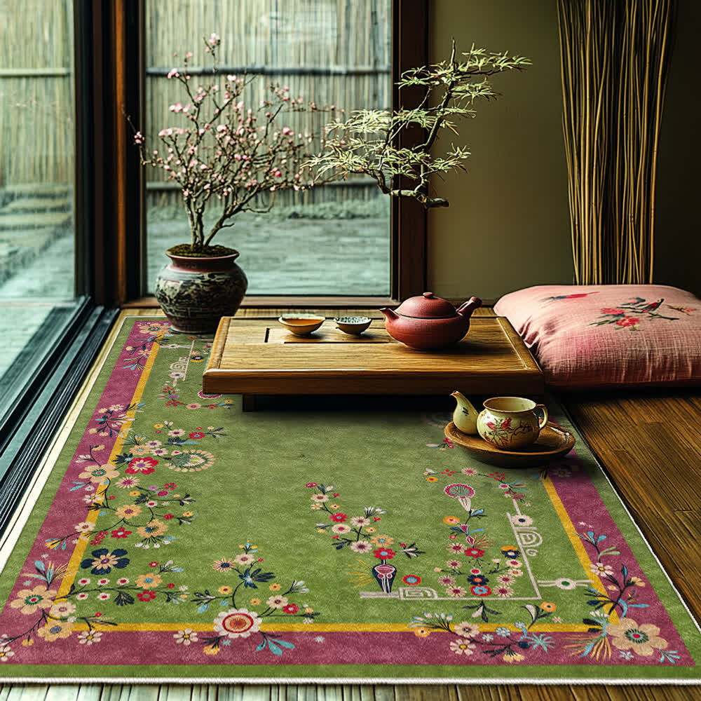 Durable Vintage Floral Anti-slip Area Rug