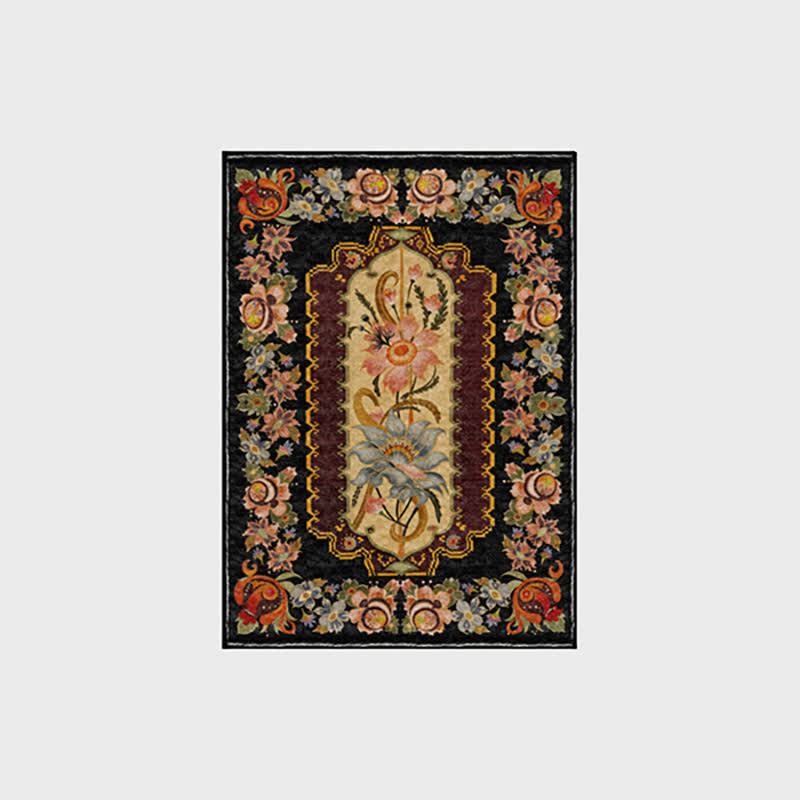 Vintage Floral Washable Durable Anti-slip Area Rug