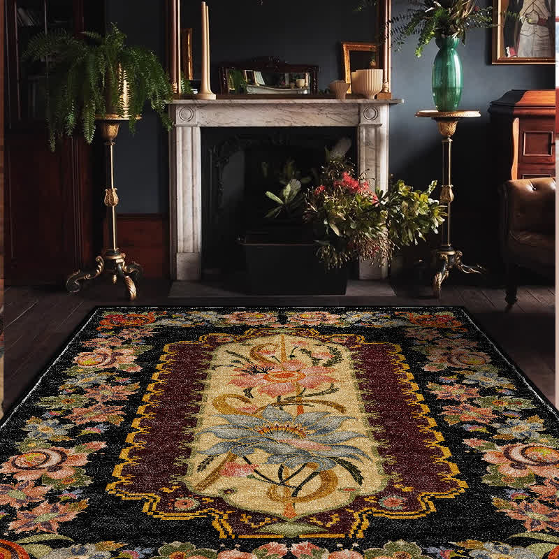 Vintage Floral Washable Durable Anti-slip Area Rug