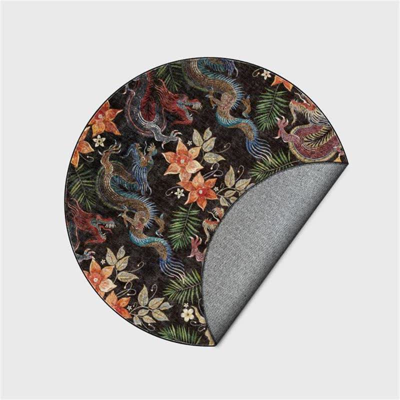 Round-shaped Vintage Floral Anti-slip Area Rug  - image 4