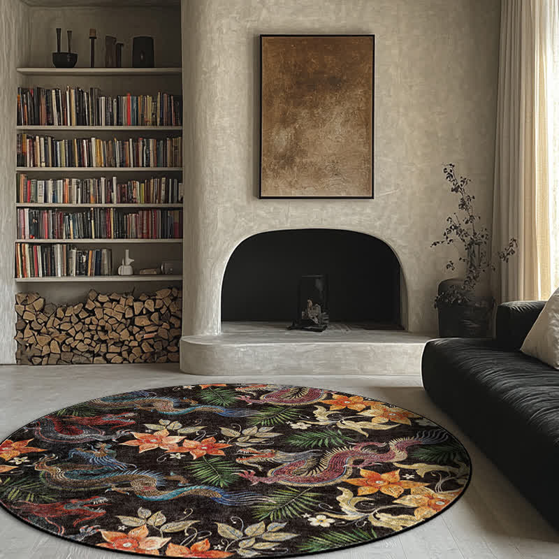 Round-shaped Vintage Floral Anti-slip Area Rug  - image 2