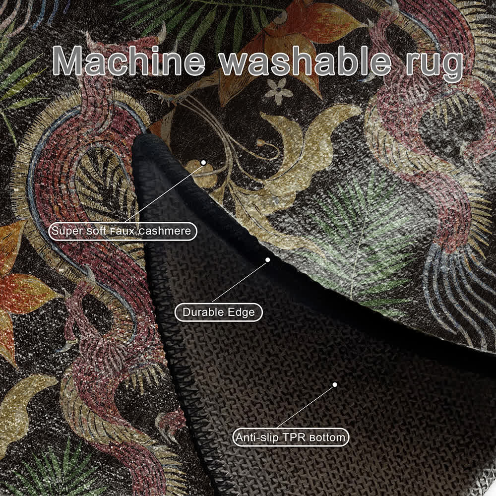 Round-shaped Vintage Floral Anti-slip Area Rug  - image 5
