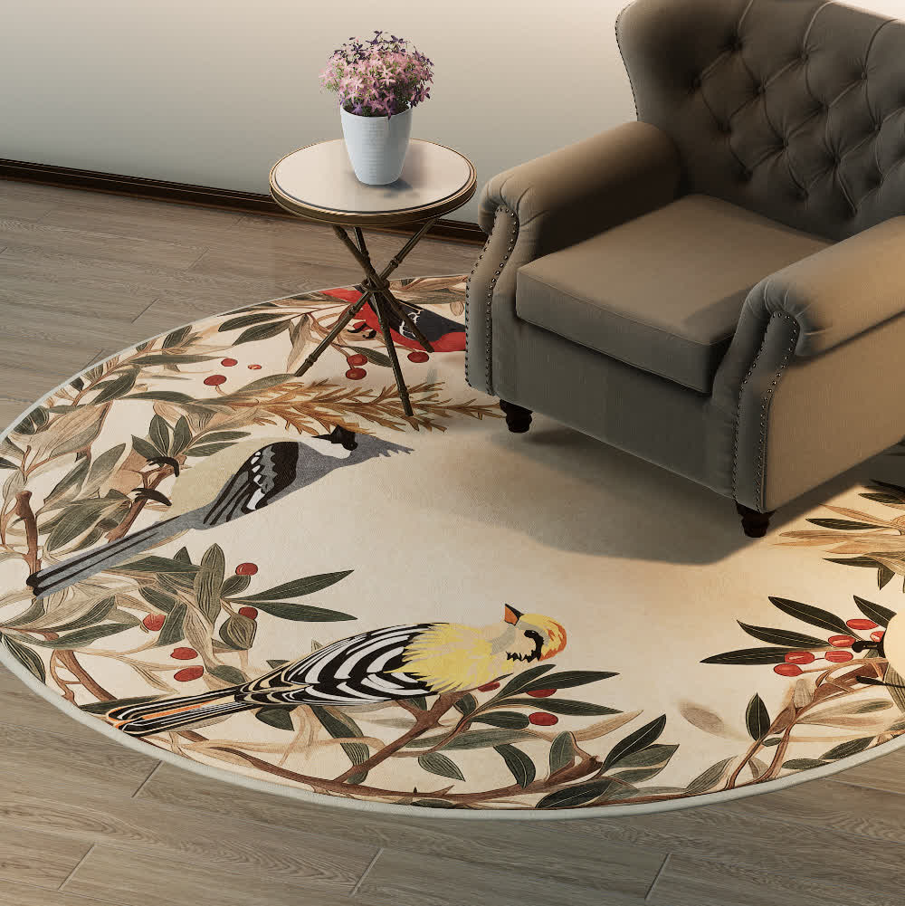 Iffhome Round-shaped Rural Anti-slip Indoor Outdoor Rug