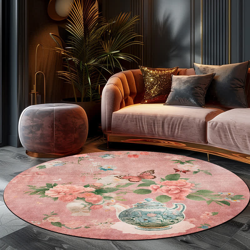 Floral Butterfly Anti-slip Washable Indoor Outdoor Rug  - image 0