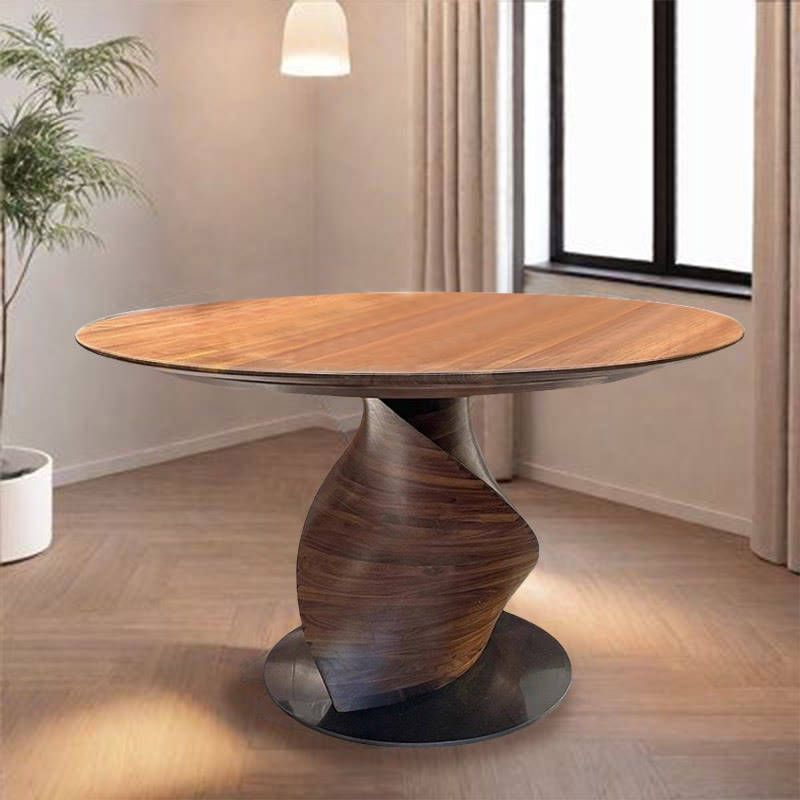 Iffhome Walnut Shaped Design Round Dining Table - image 3