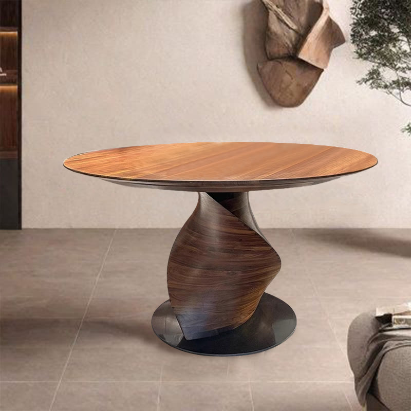 Walnut Shaped Design Round Dining Table - W59.05" x D59.05" x H29.52"（Without Turntable) - image 1