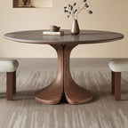 Walnut-modern Solid Wood Round Dining Table - W59.06" x D59.06" x H29.53"（Without Turntable) - image 1