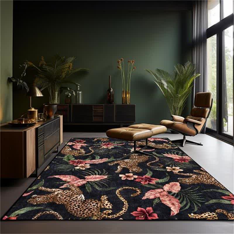 Tropical Leopard Washable Anti-slip Area Rug - image 1