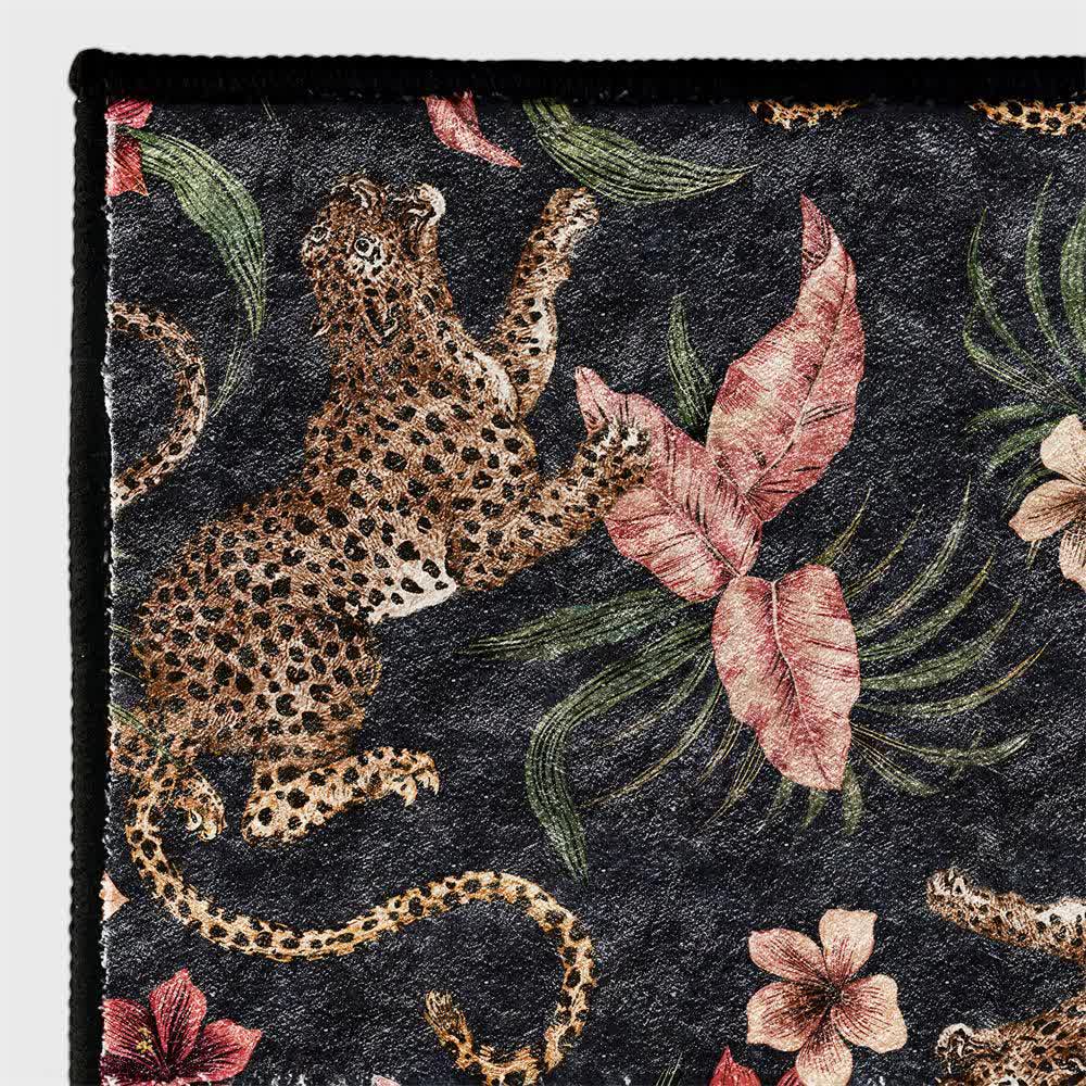 Tropical Leopard Washable Anti-slip Area Rug - image 4