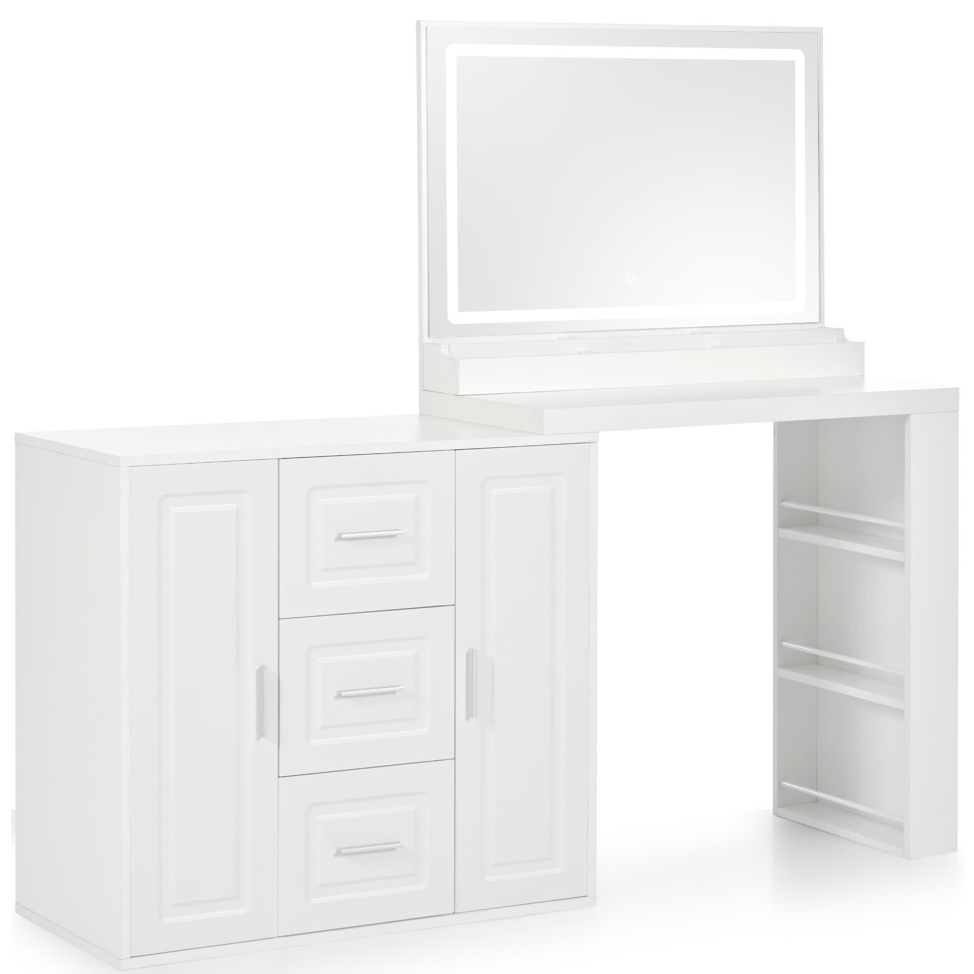 Makeup Storage Vanity Desk with Lighted Mirror - image 1