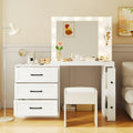 Vanity Desk with Freely Adjustable Side Cabinet