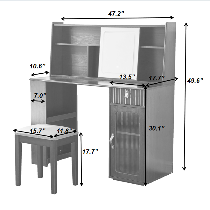 Elegant Wooden Makeup Vanity Desk Set