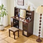 Elegant Wooden Makeup Vanity Desk Set - Walnut - 47.20"L x 17.70"W x 49.60"H - image 0