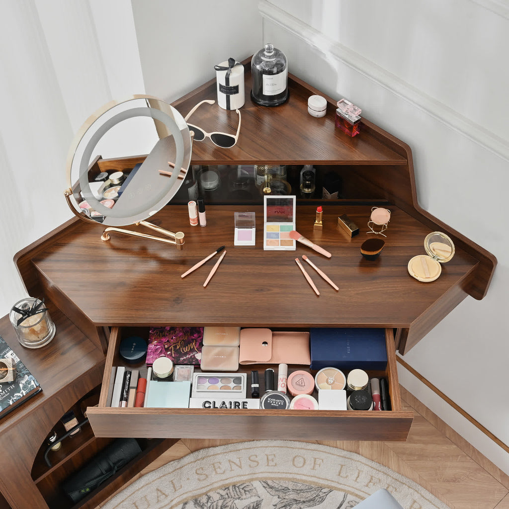 Corner Makeup Vanity Desk Set