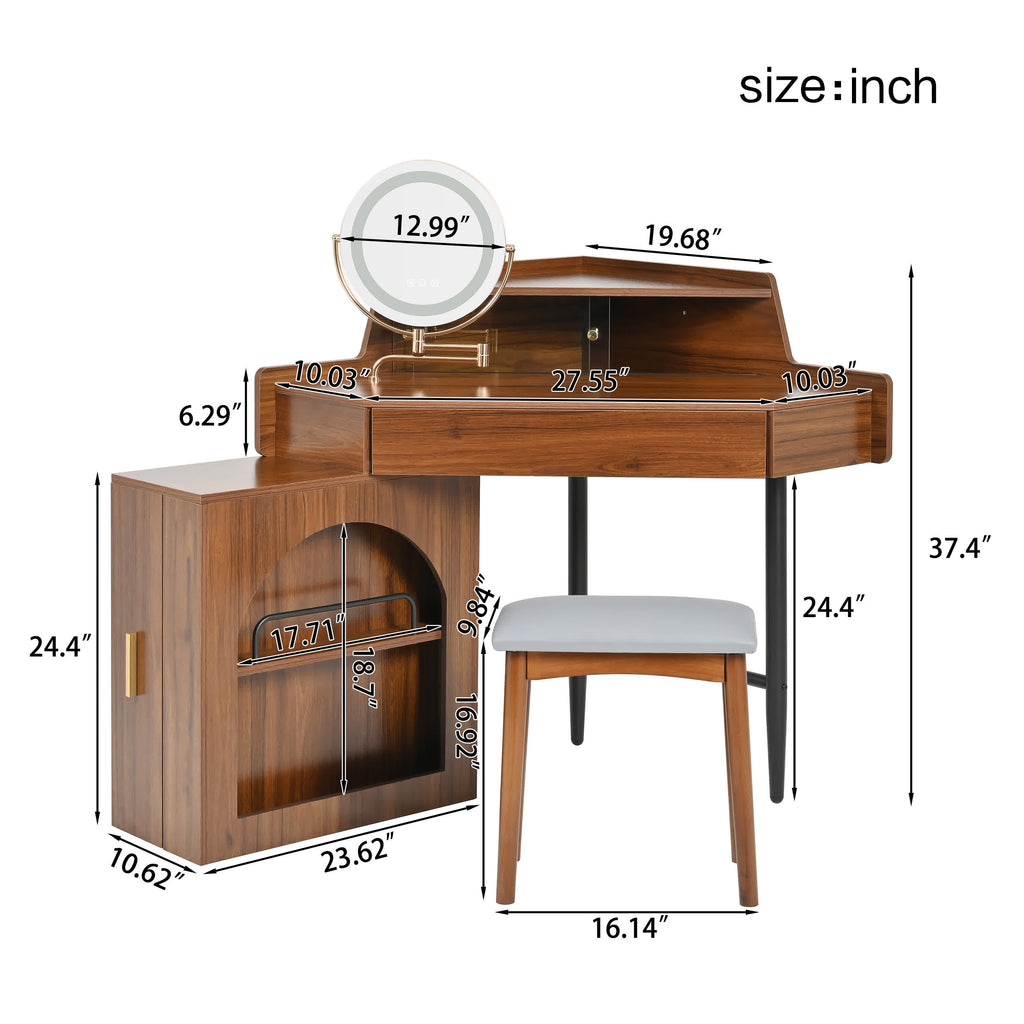 Corner Makeup Vanity Desk Set