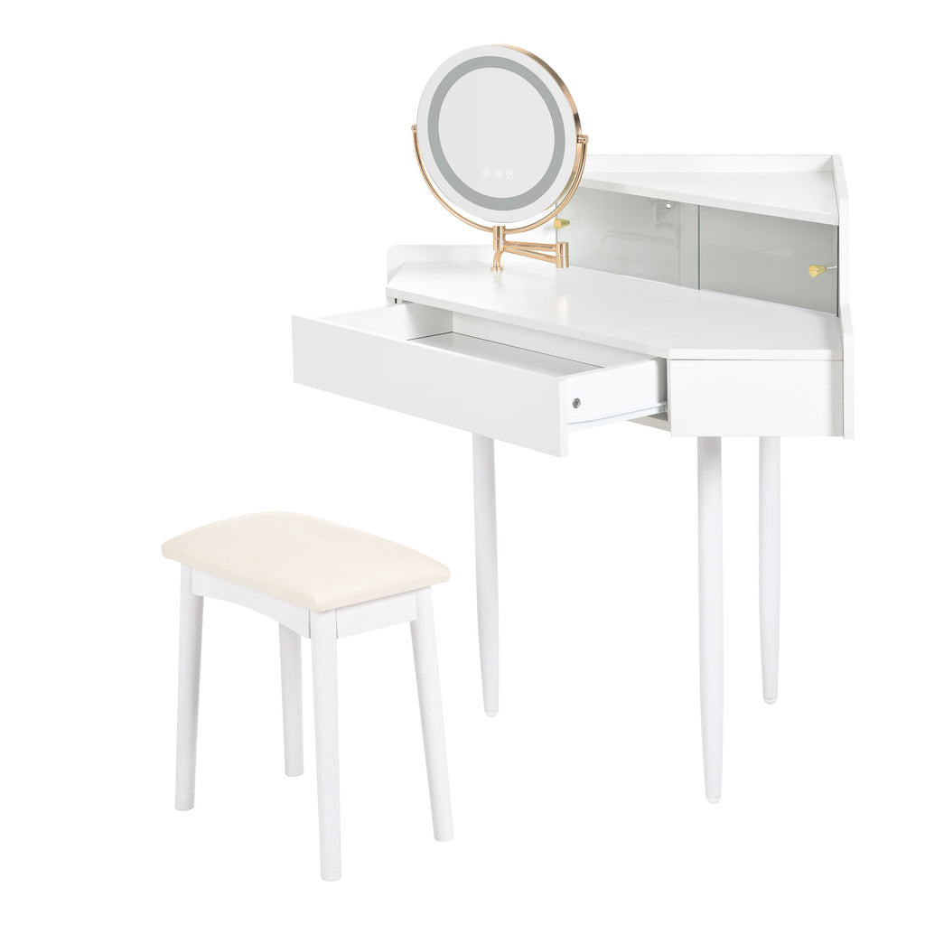 Modern Corner Storage Vanity Desk Set