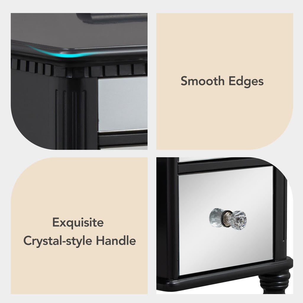 Tri-fold Mirror Vanity Desk Stool Set